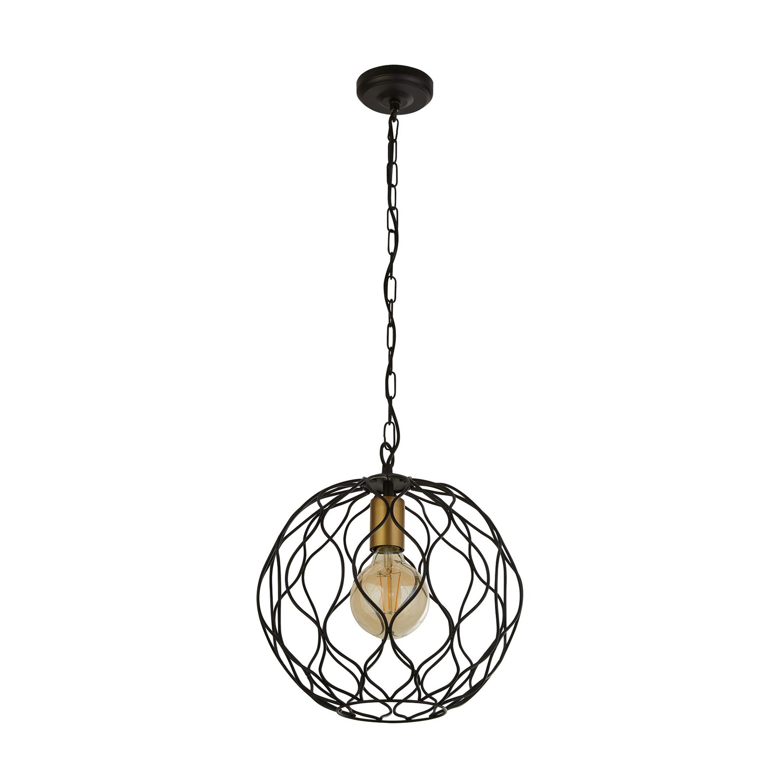 Lampă suspendată Finesse, negru/galben, metal, Ø31,5 cm, E27