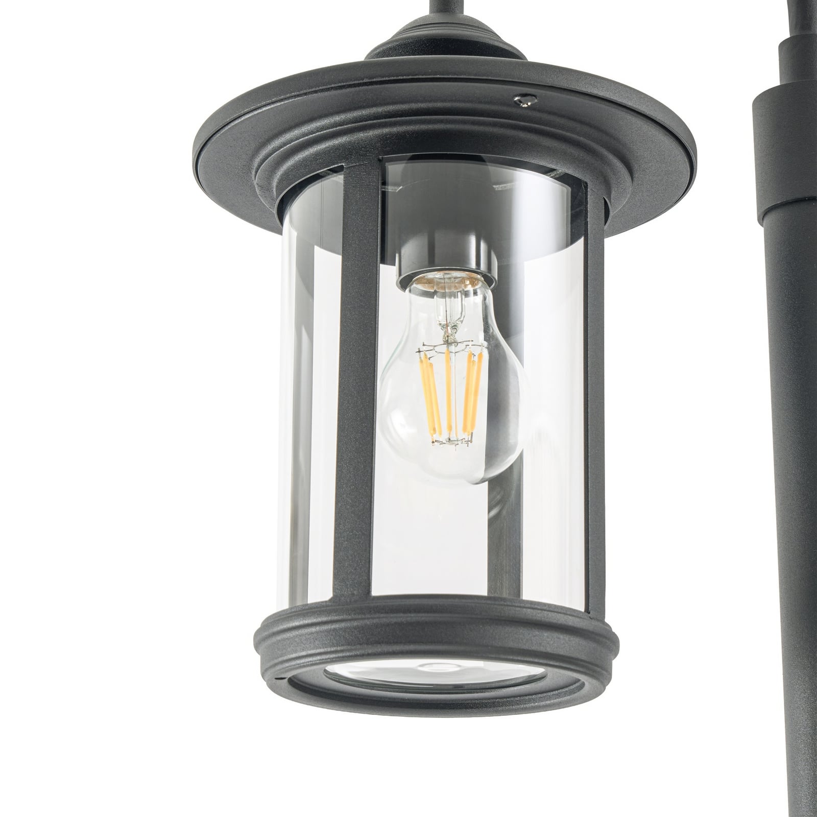 Zayn Außenleuchte, Glas, Höhe 220 cm, einflammig, schwarz, IP65 - Lindby