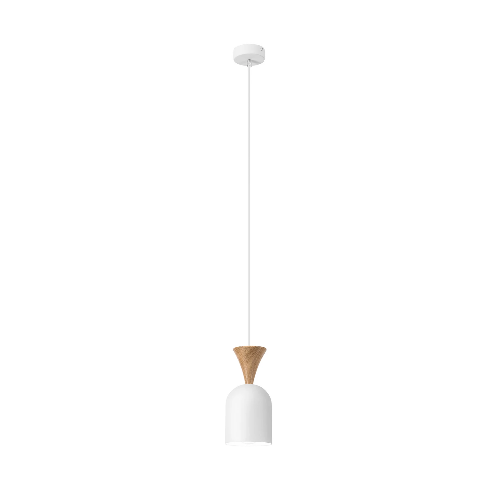 Suspension Nolan, Ø 11 cm, blanc/chêne, métal/bois