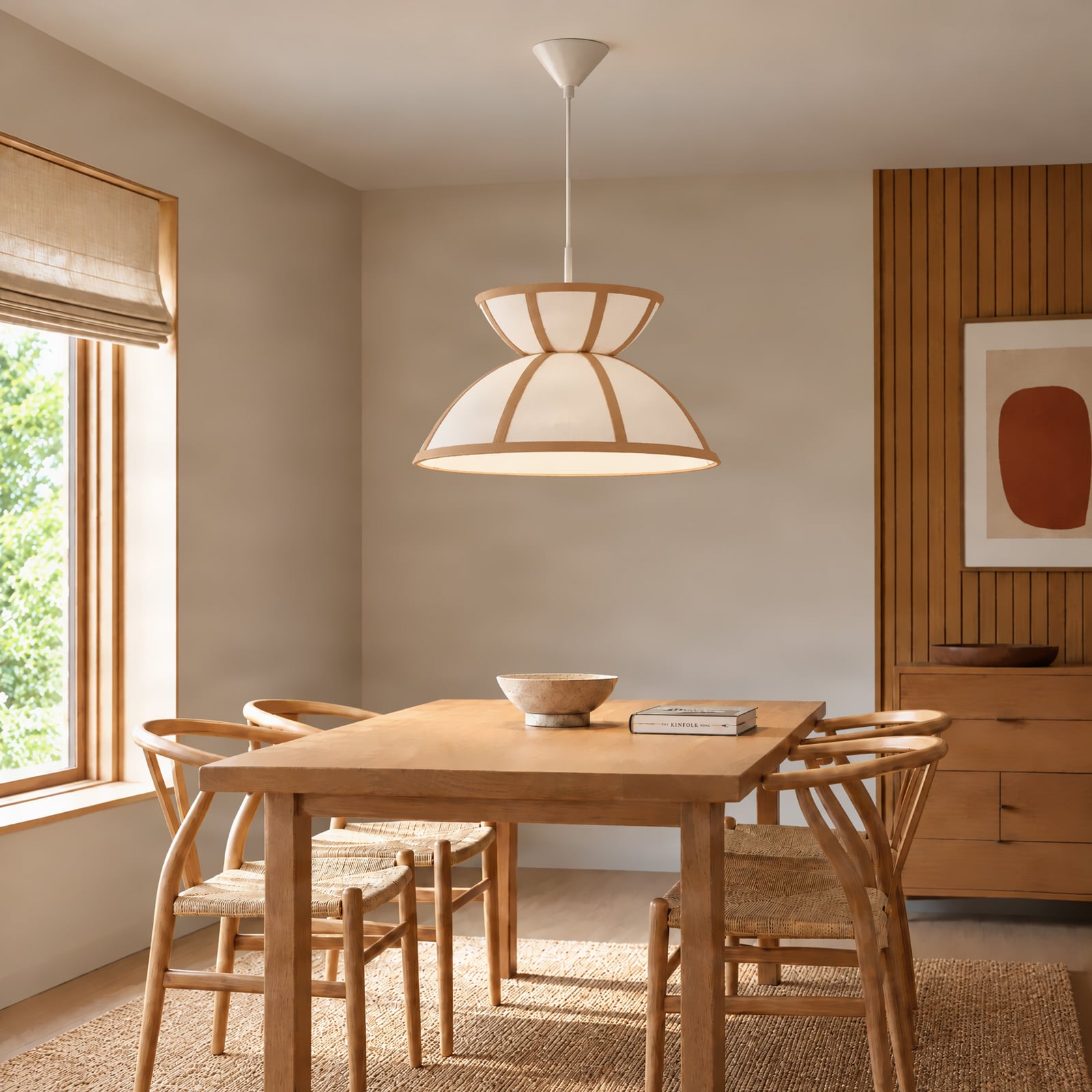 Lucande hanglamp Clarence, Ø 40 cm, beige, linnen Lucande hanglamp Clarence, Ø 40 cm, beige, linnen