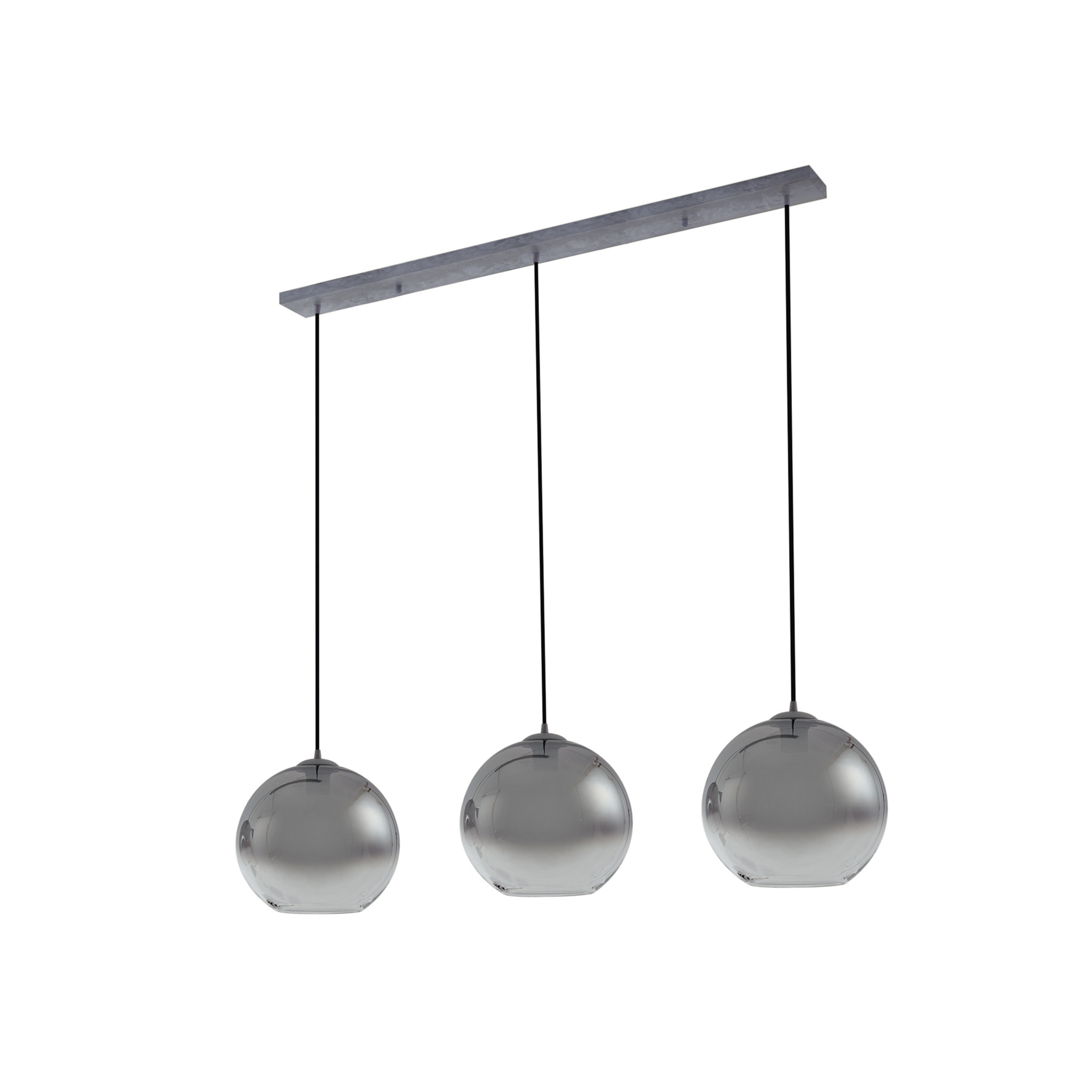 Lampa suspendată Brillara, cu 3 becuri, 128 cm, gri fumuriu, sticlă - Lucande