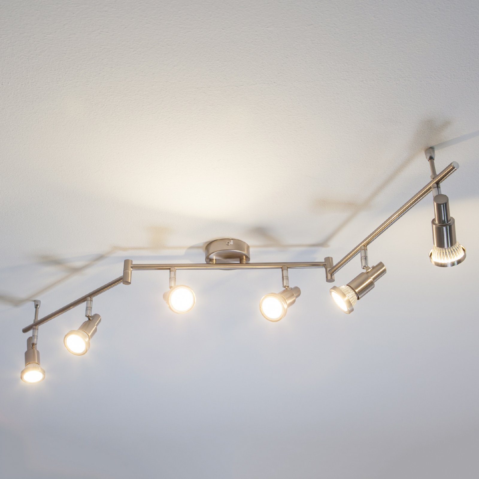 LAMPENWELT.COM Lámpara de techo LED de color níquel Aron, 6 focos