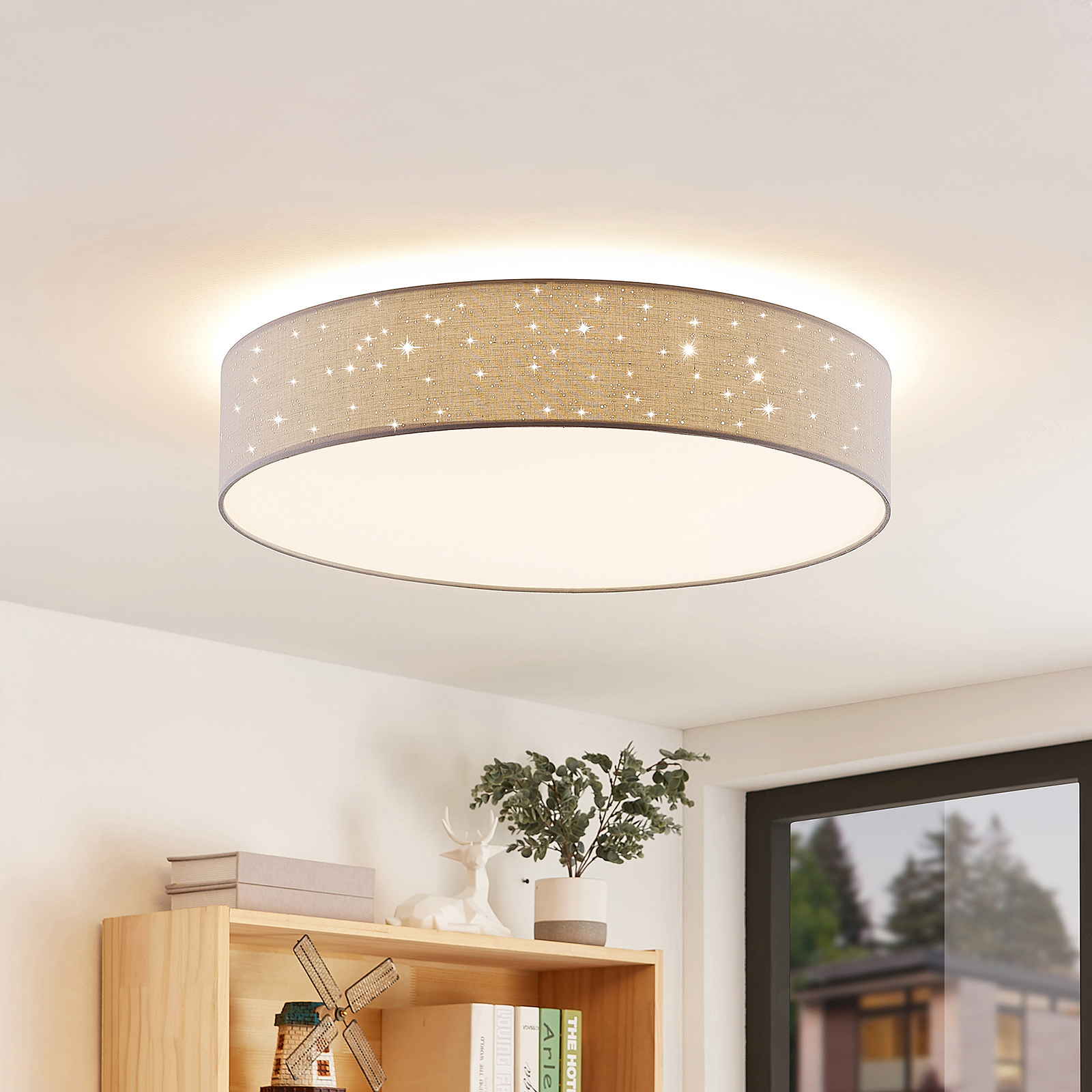 Lindby Ellamina lampa sufitowa LED 60cm jasnoszara