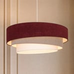 Pendellampe Trio, dunkelrot/beige, Ø 60 cm, Textil, E27