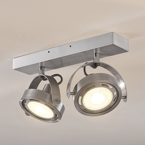 LED-Strahler Munin, dimmbar, alu, 2-flammig