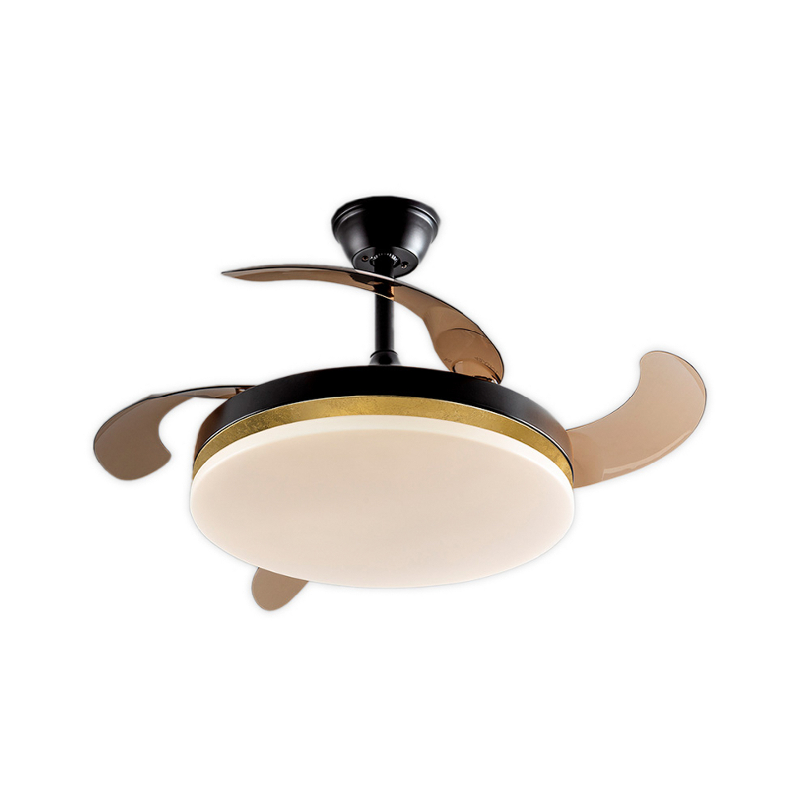 LED stropni ventilator Vento črn/zlati/dimast Ø 100 cm tih