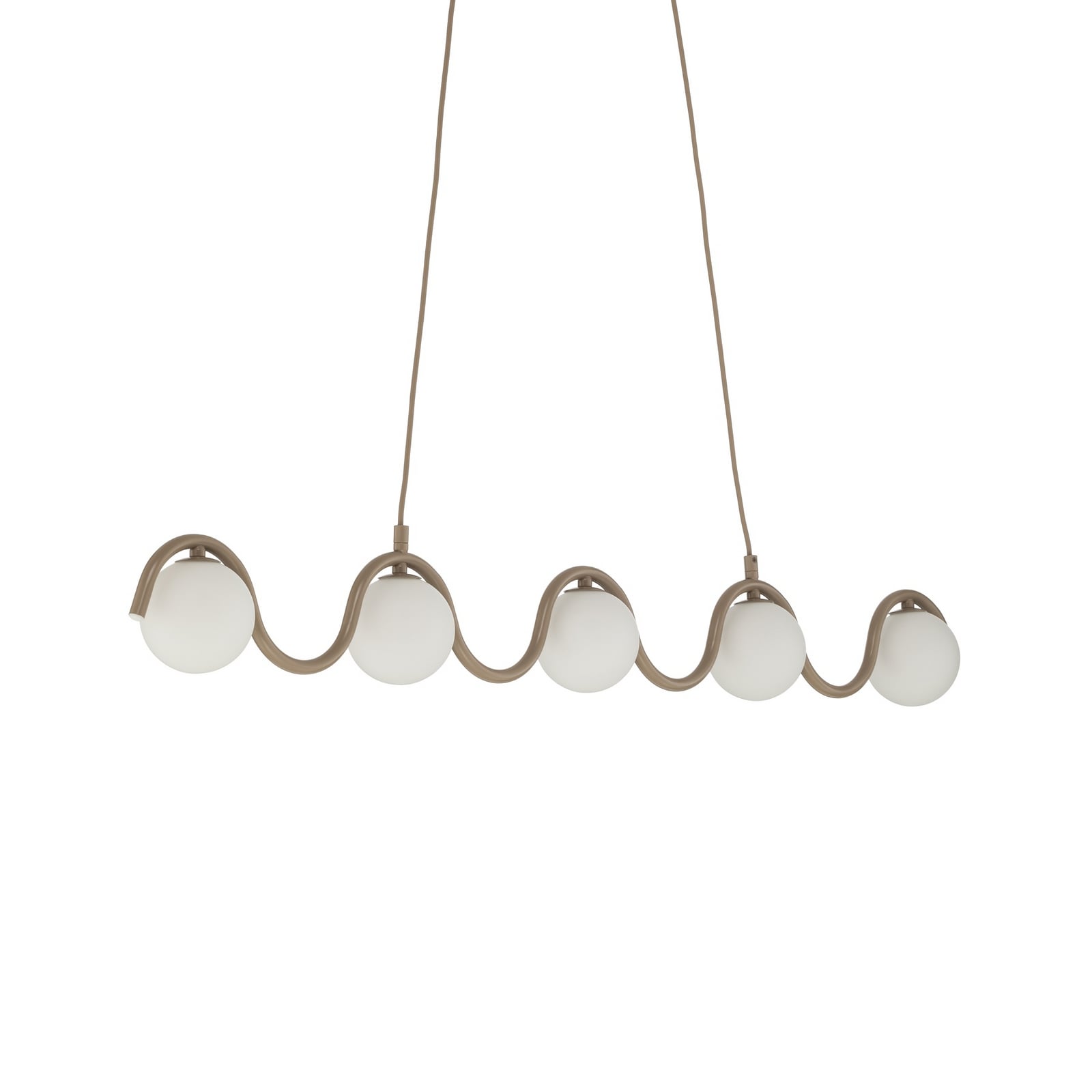 Hängeleuchte SINUS, beige, Länge 110 cm, 5-flg., Metall/Glas
