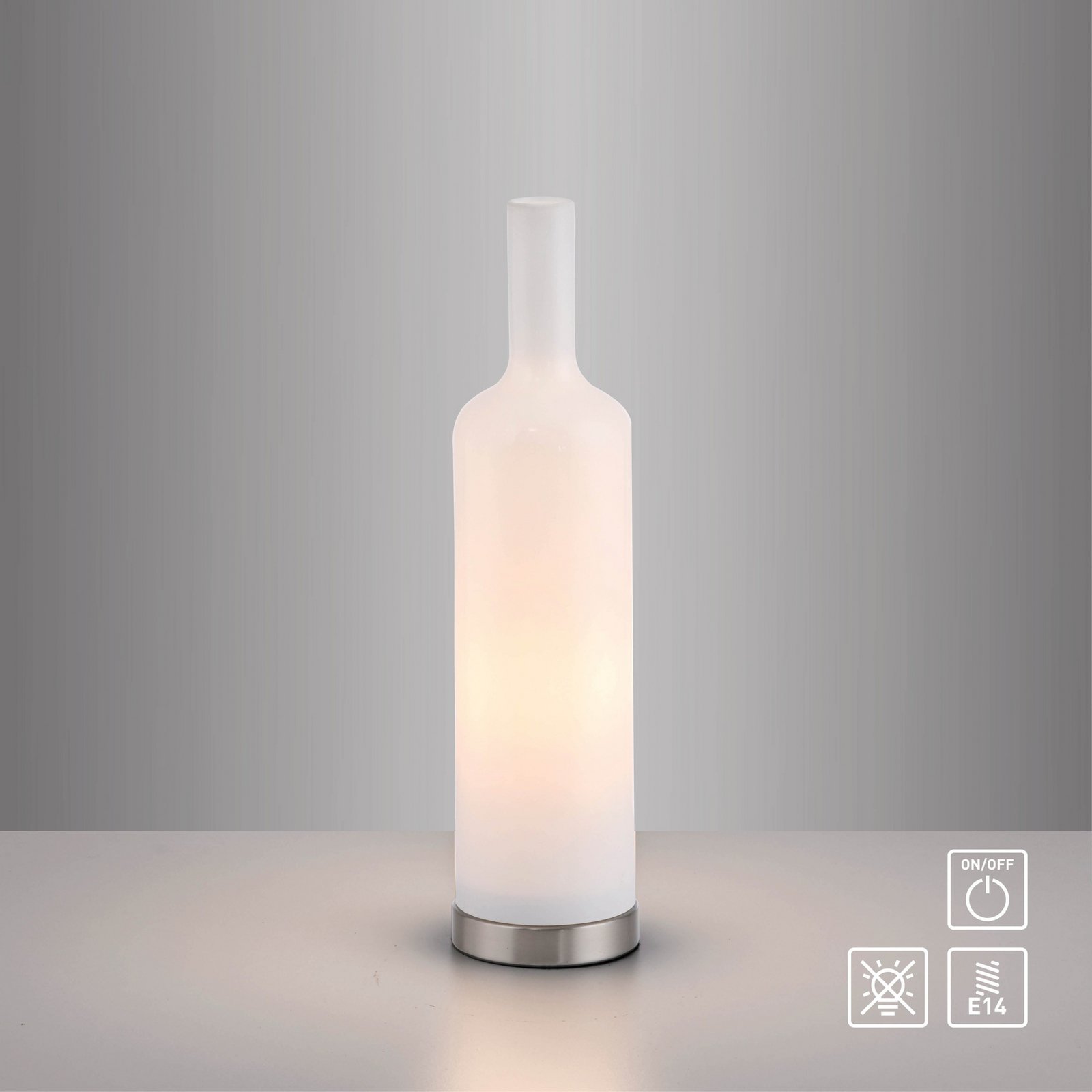 JUST LIGHT. tafellamp Bottle, opaalwit, glas, E14