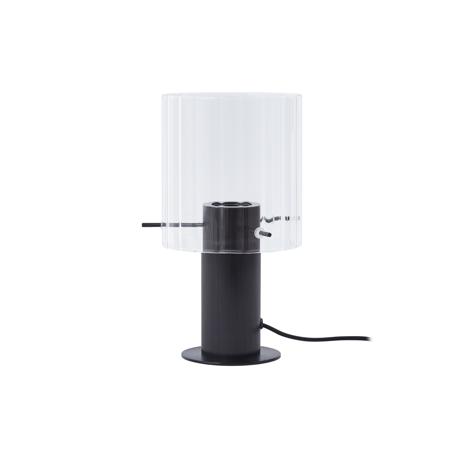 Lucande lámpara de mesa Eirian, negro, cristal, Ø 14 cm, E27