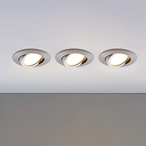 LED inbouwspot Andrej, rond, aluminium, set van 3