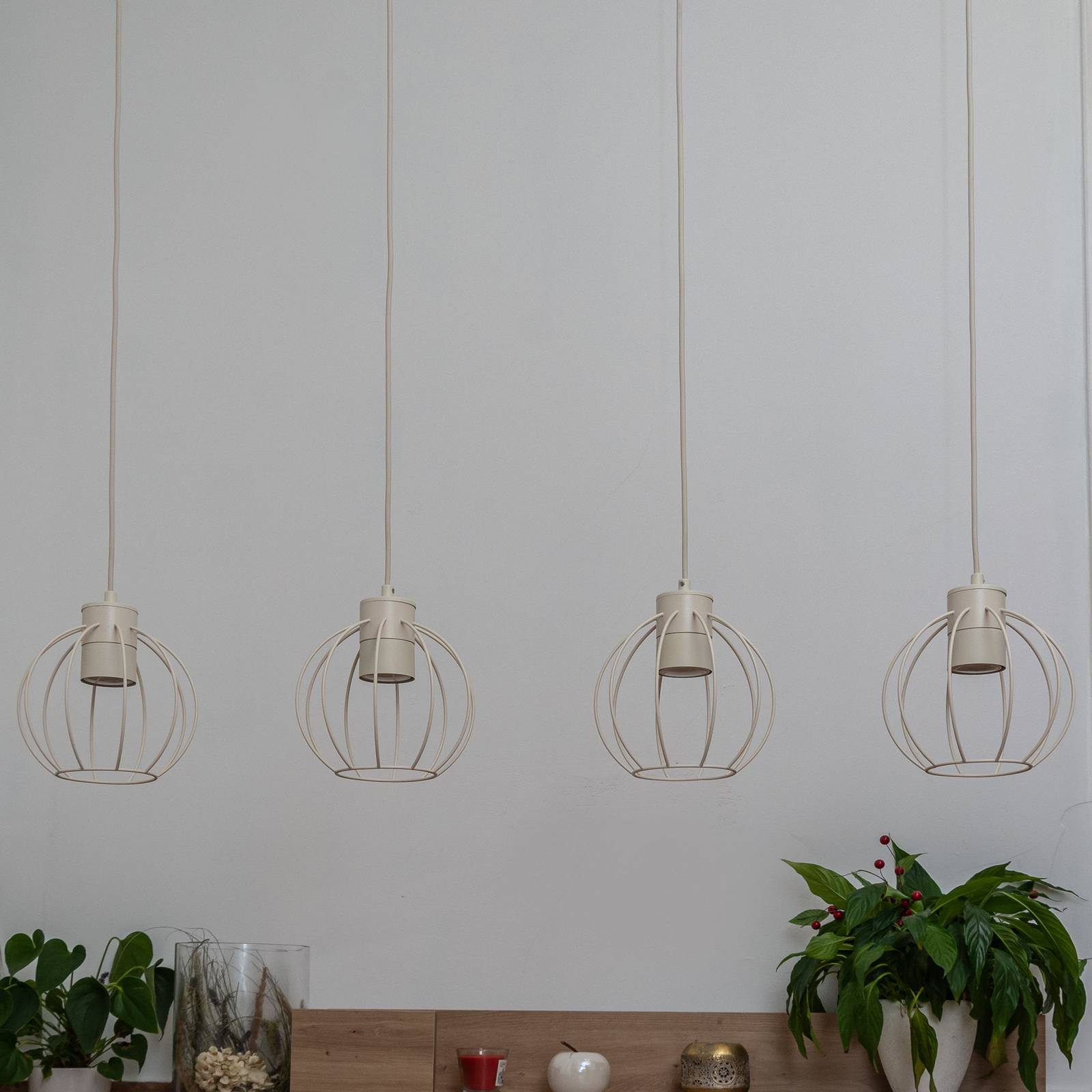 Lampa wisząca STARLIGHT, kremowy biały, 4-punktowa, długość 100 cm, metalowa
