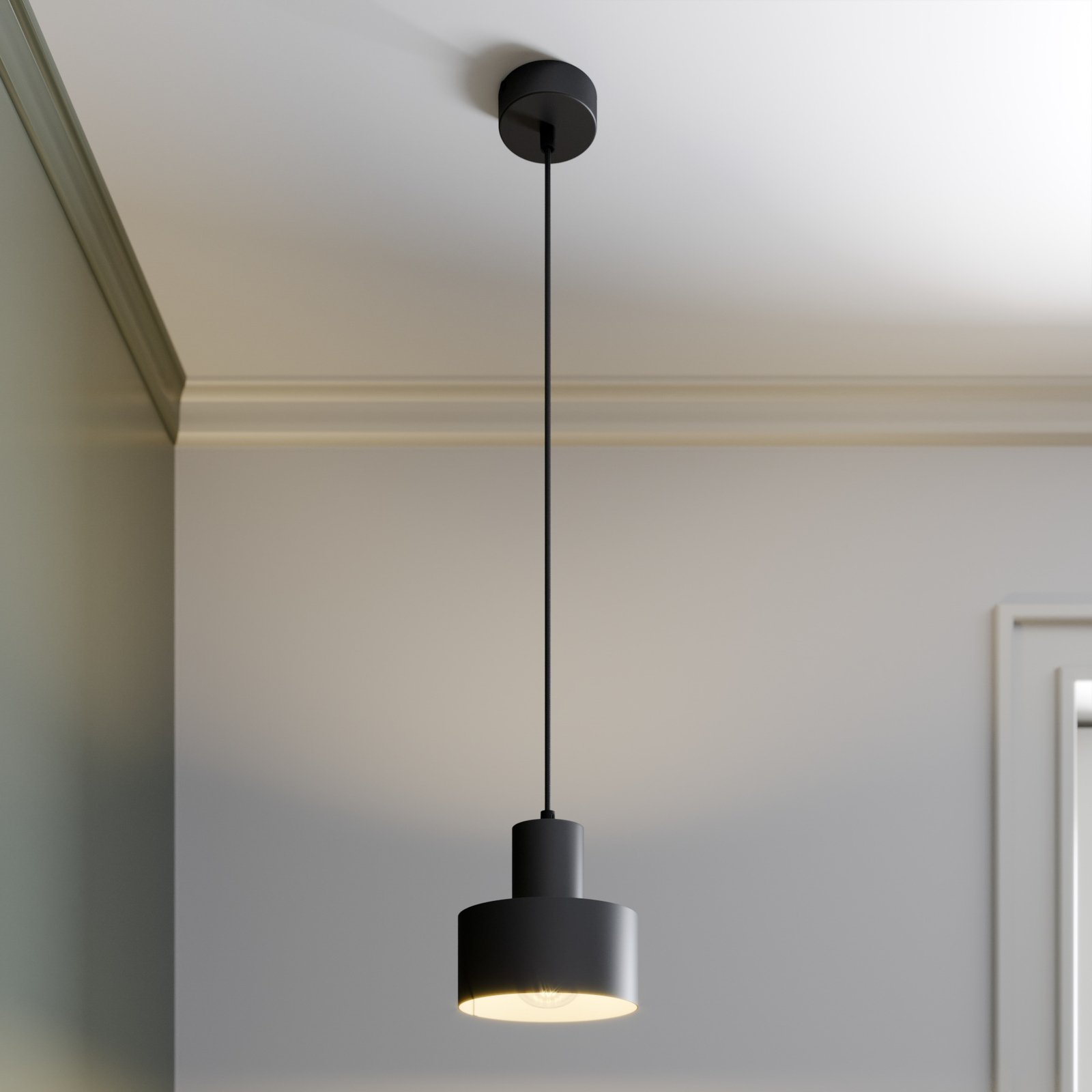 Rif hængelampe, metal, sort, Ø 15 cm