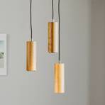 Three-bulb Pipe LED hanging light, oak