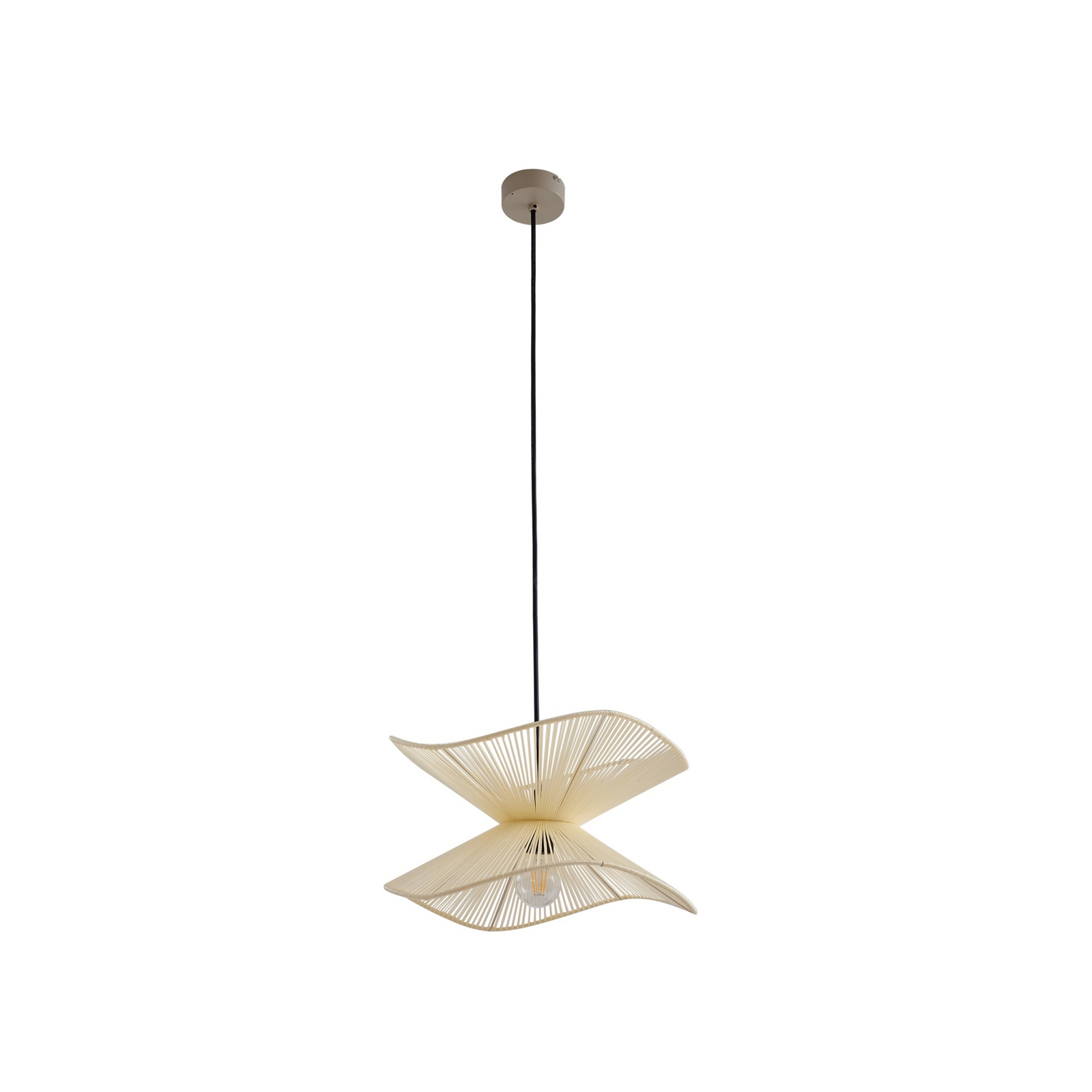 Lindby outdoor pendant light Valdorin, beige, cotton, Ø 40cm