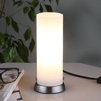 Lámpara LED de mesa Andrew cilíndrica, de vidrio
