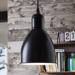 Lámpara colgante vintage Priddy 1, 1 luz, negra