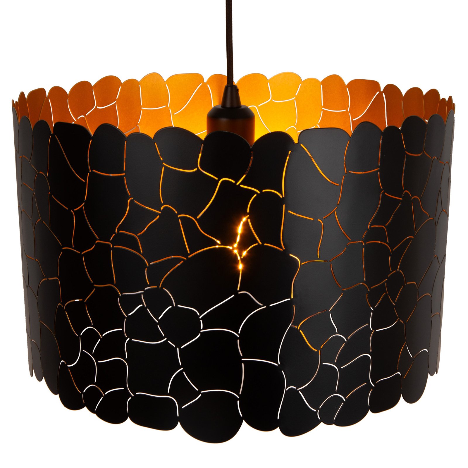 Hanglamp Almelo, 1-lamp, zwart/goud, metaal