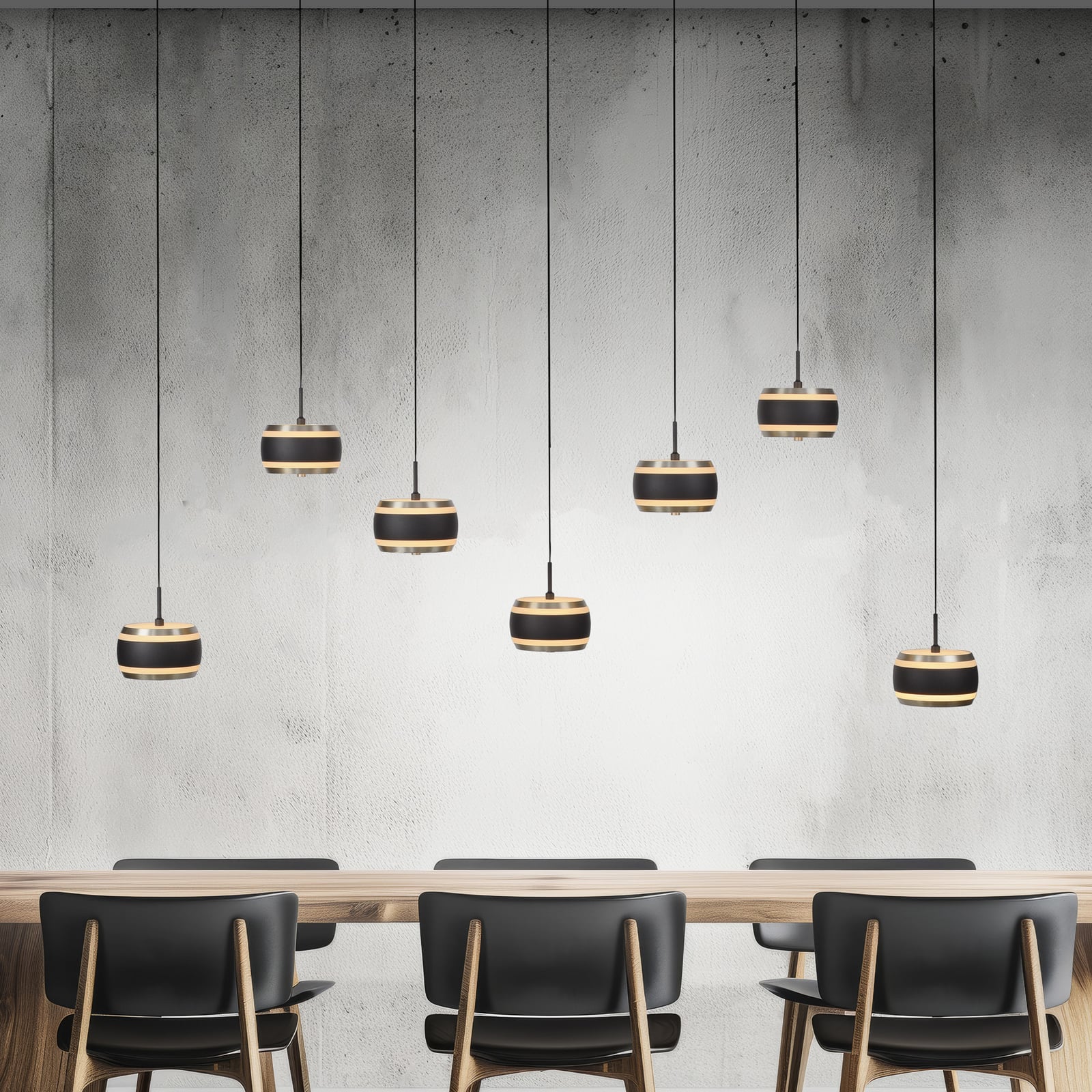 Falling Rings LED-Hängelampe, schwarz, 132 cm, 7-fl. - PURE Falling Rings LED-Hängelampe, schwarz, 132 cm, 7-fl. - PURE