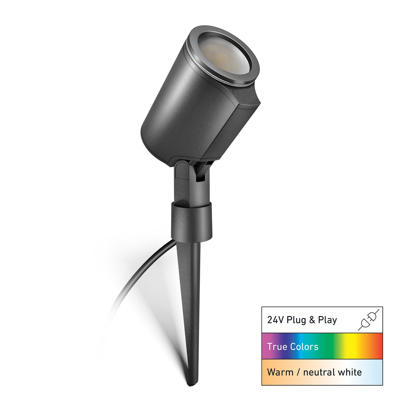 STEINEL LED-spot Garden C, antraciet, grondpen, IP65, RBWW