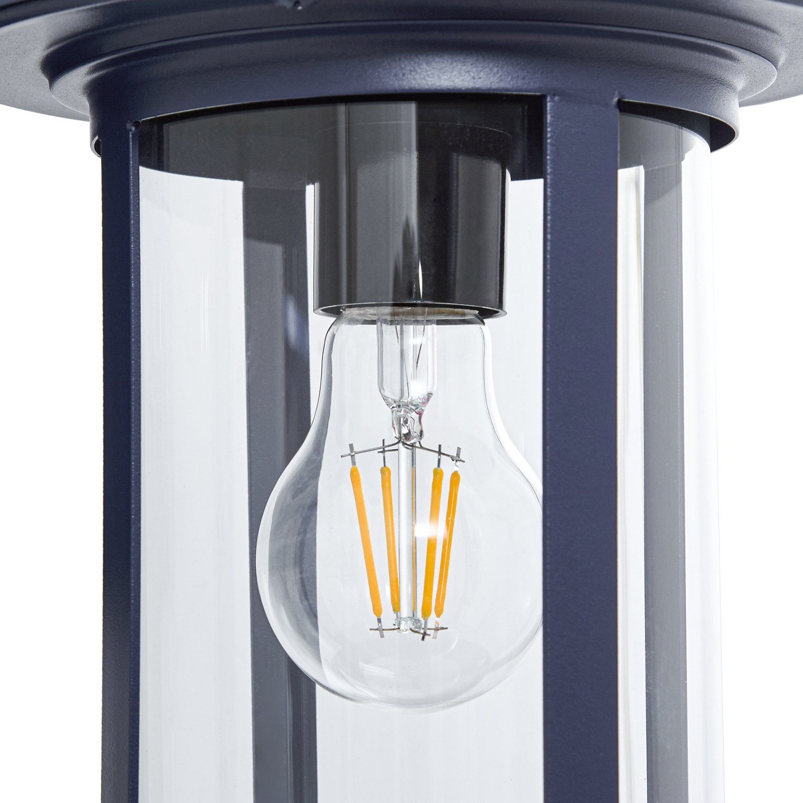 Zayn udendørs væglampe, højde 33 cm, glas, blå, IP23 - Lindby