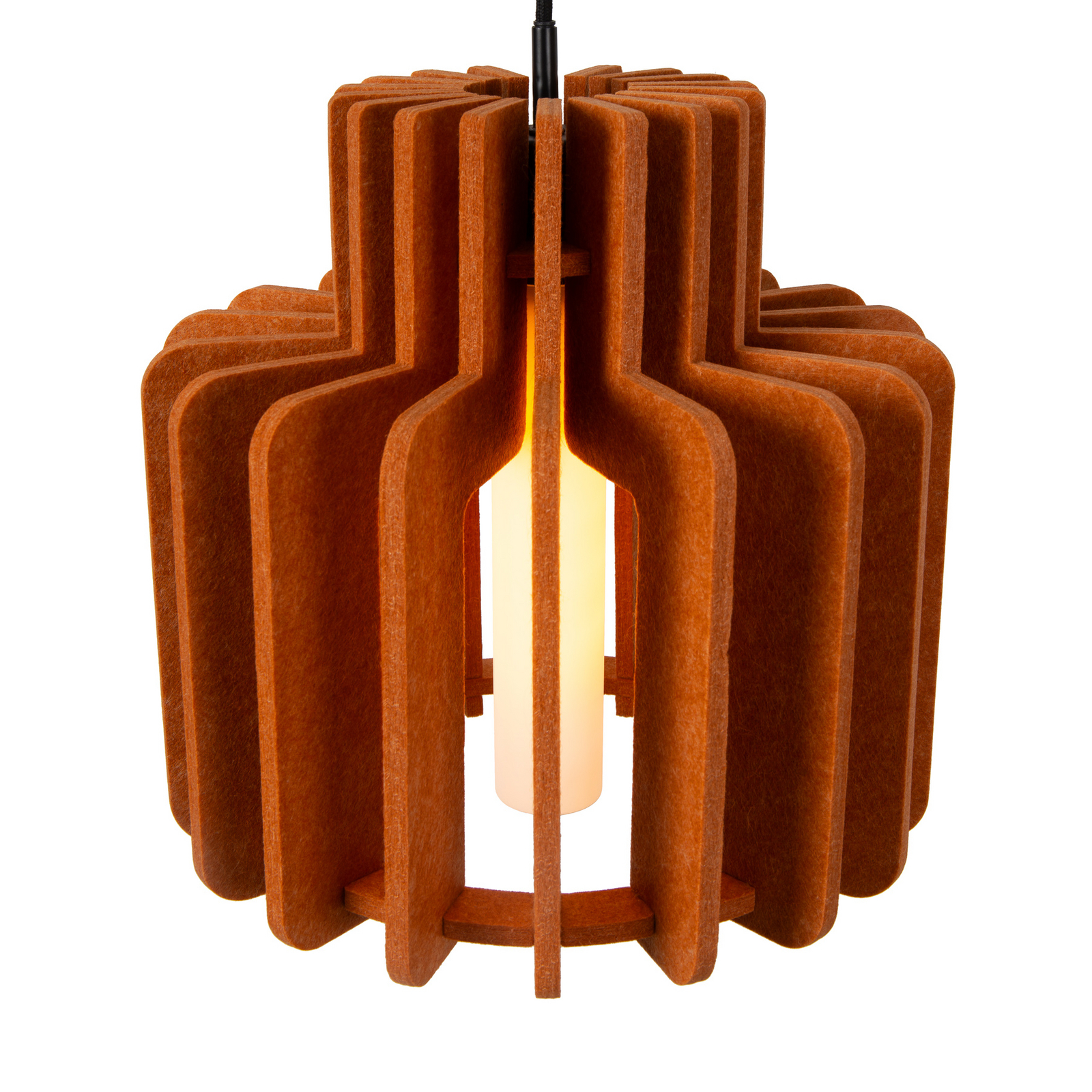 Lampă suspendată Rollo, teracotă, Ø 40 cm, țesătură/metal/sticlă