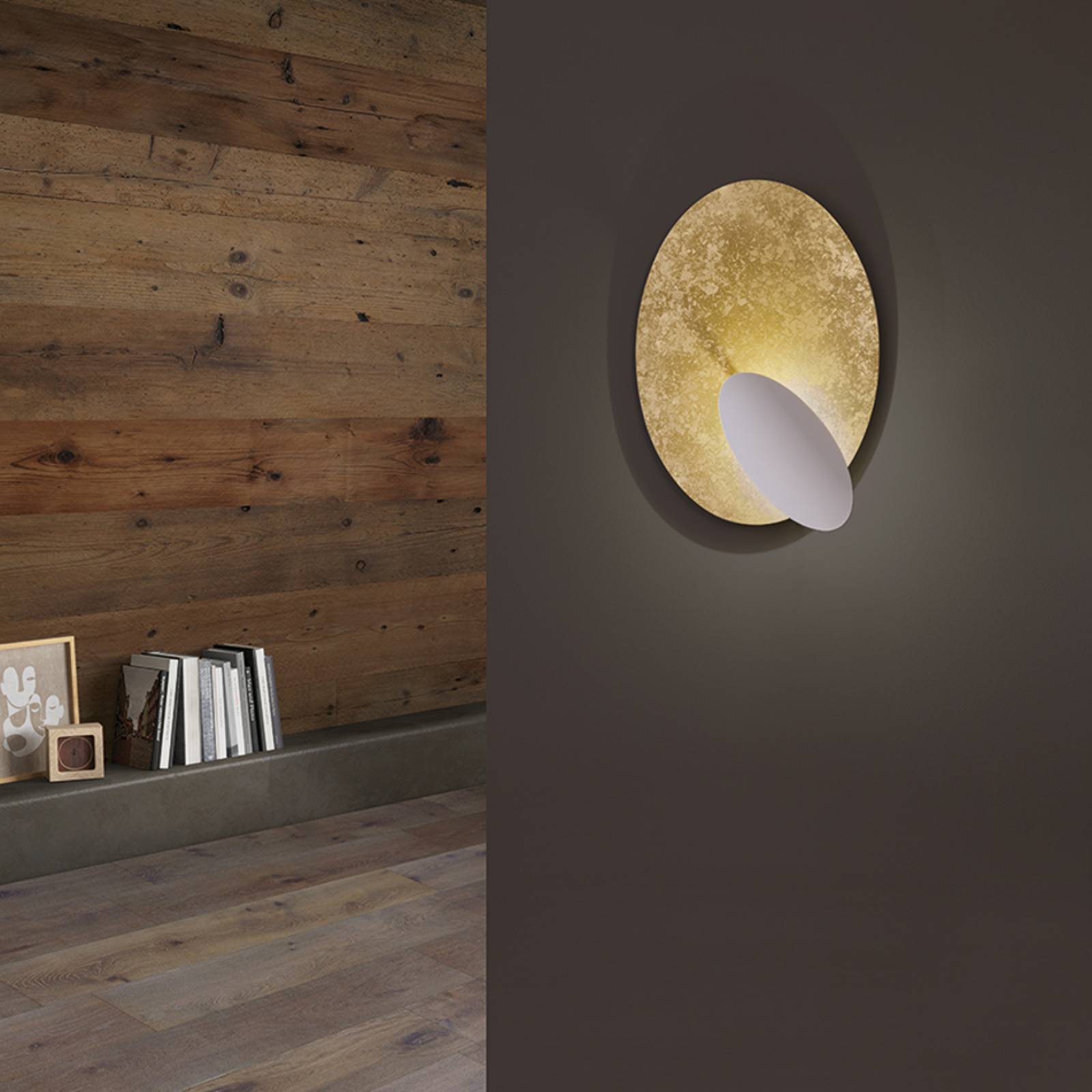 ICONE Masai Plafond à 1 lampe 927 70x44cm or/blanc