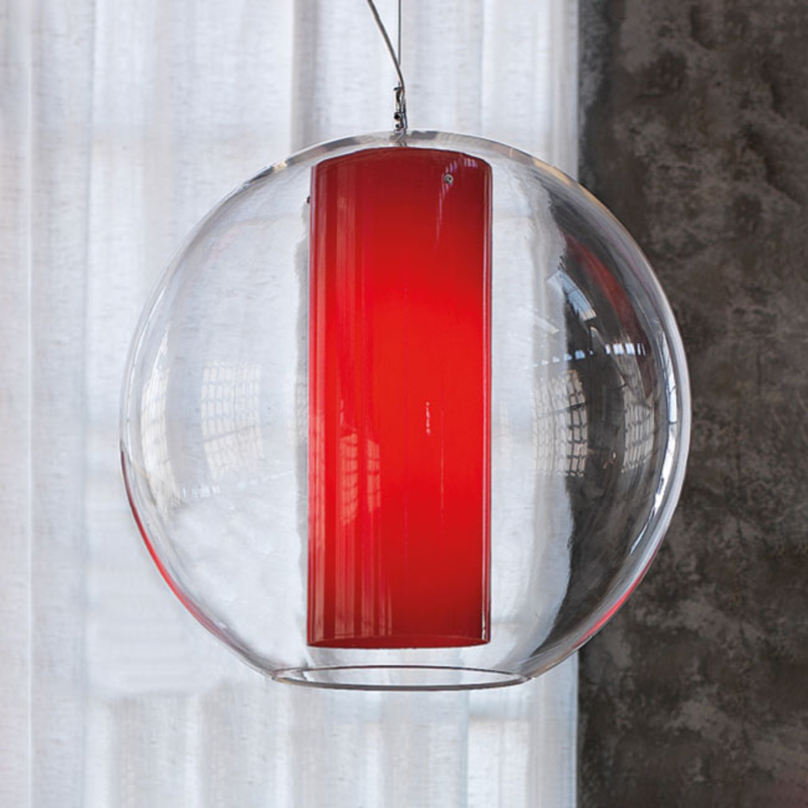 Modo Luce Bolla závesná lampa plast červená Ø60 cm
