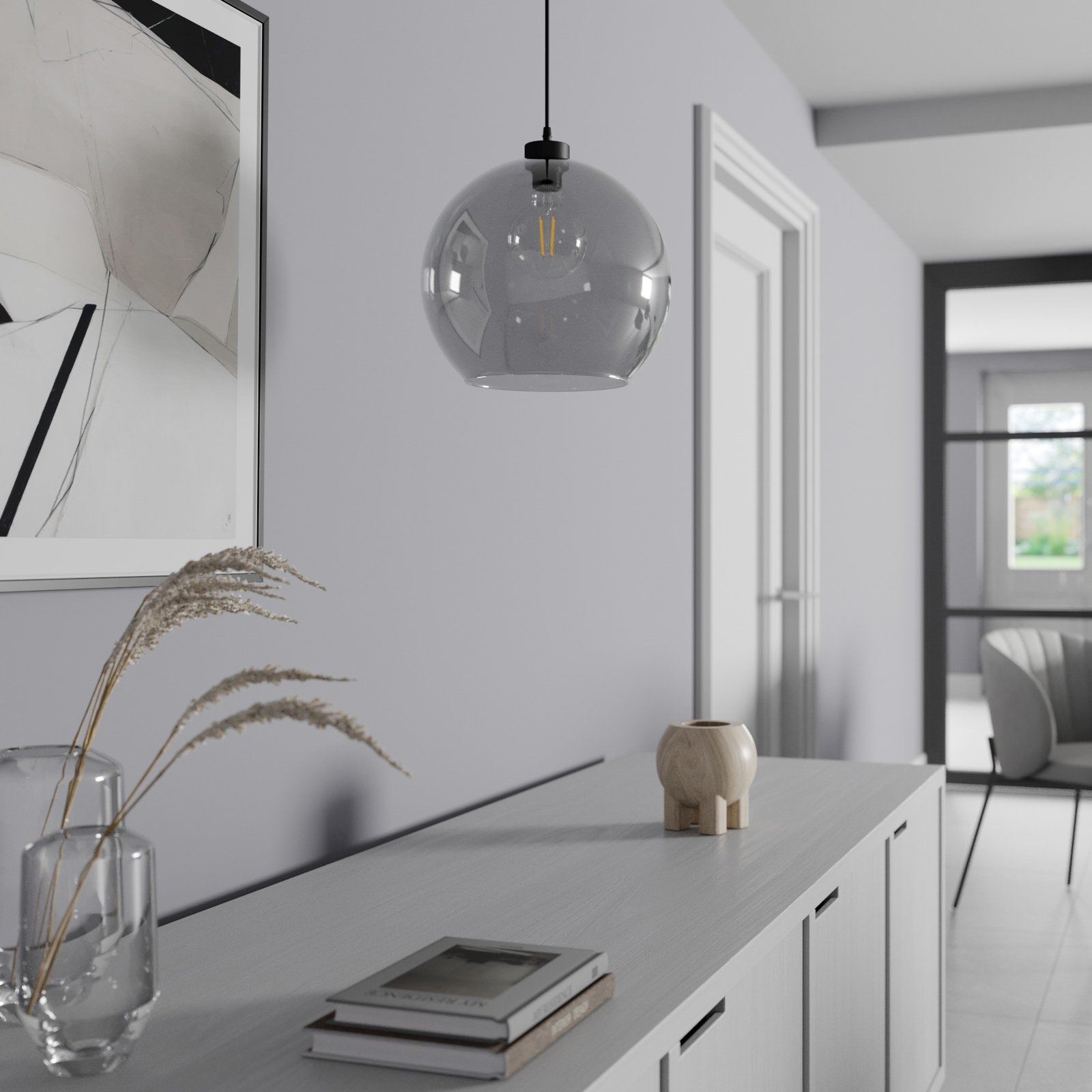 Cubus Pendelleuchte Ø 30 cm rauchgrau Glas E27