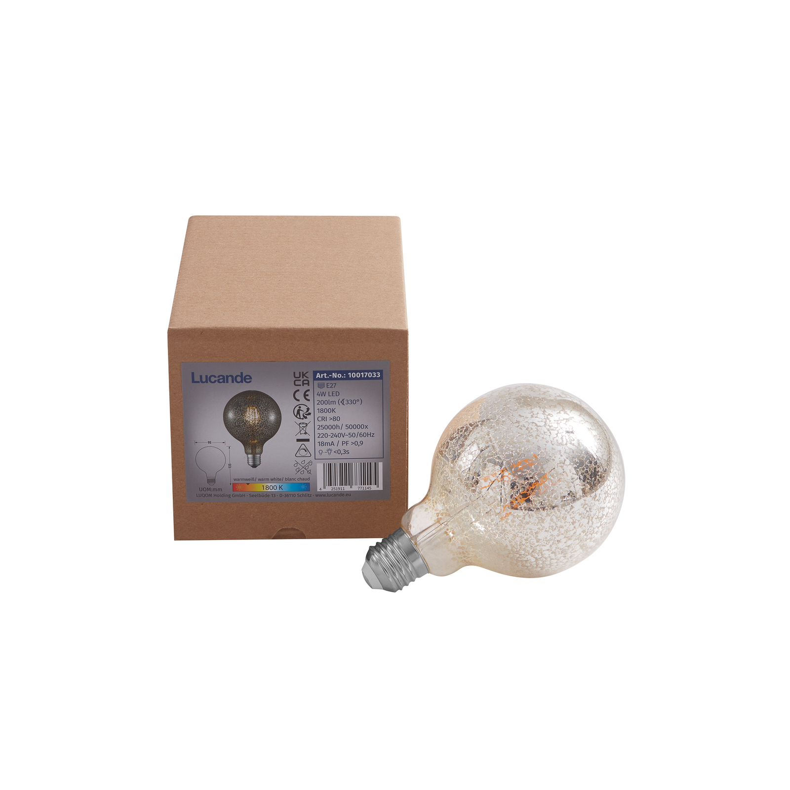 Lucande LED bulb E27 Ø 9.5 cm 4 W 1,800 K confetti