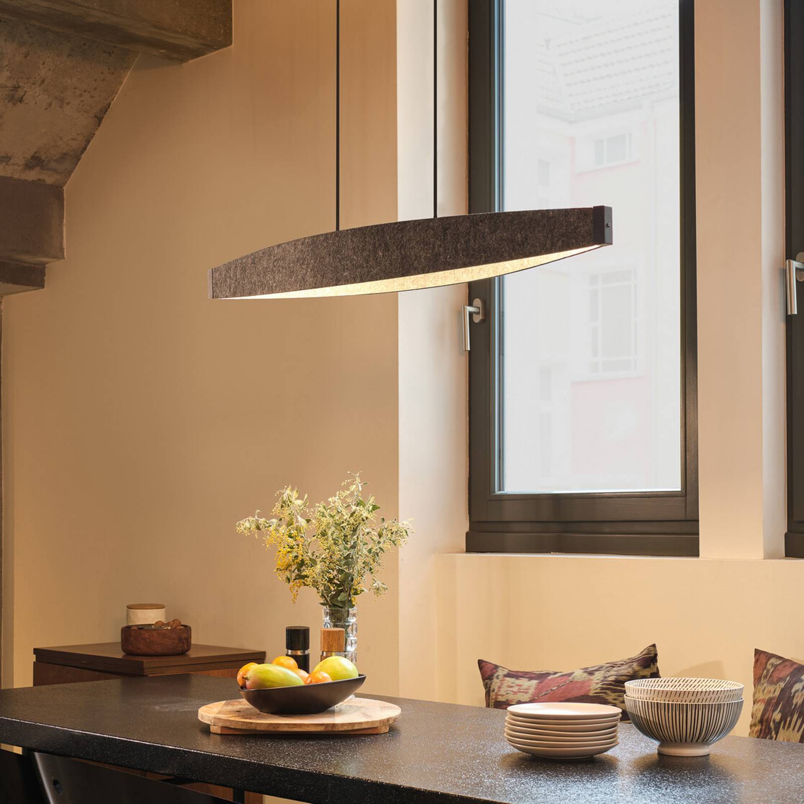 Żyrandol LED OSRAM Decor Flat Felt, szara, filc, 3000 K