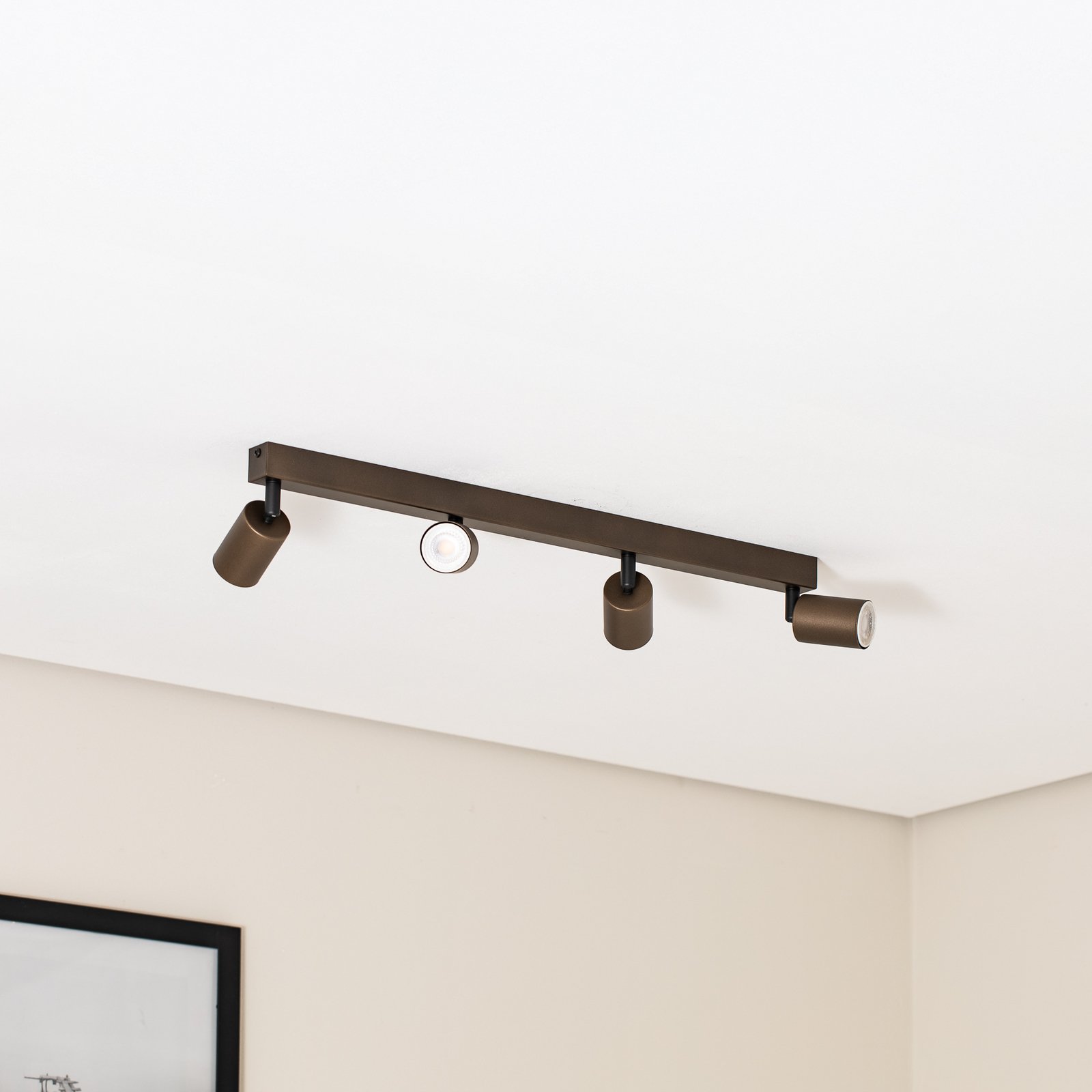Spot pour plafond Top, ajustable, brun, à 4 lampes linear