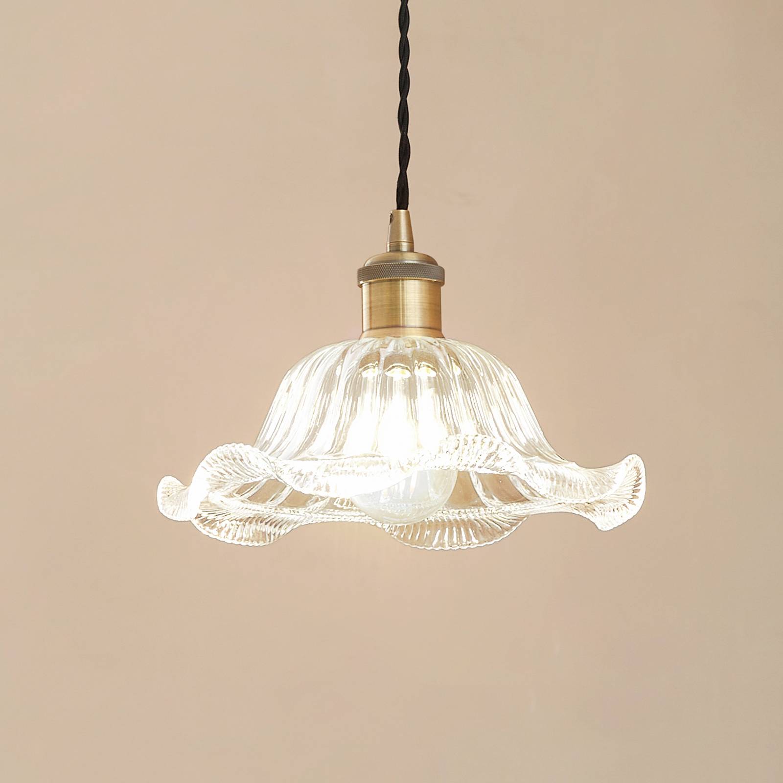 Lampa wisząca Lindby Ludowika, przezroczysta, szkło, Ø25cm, E27