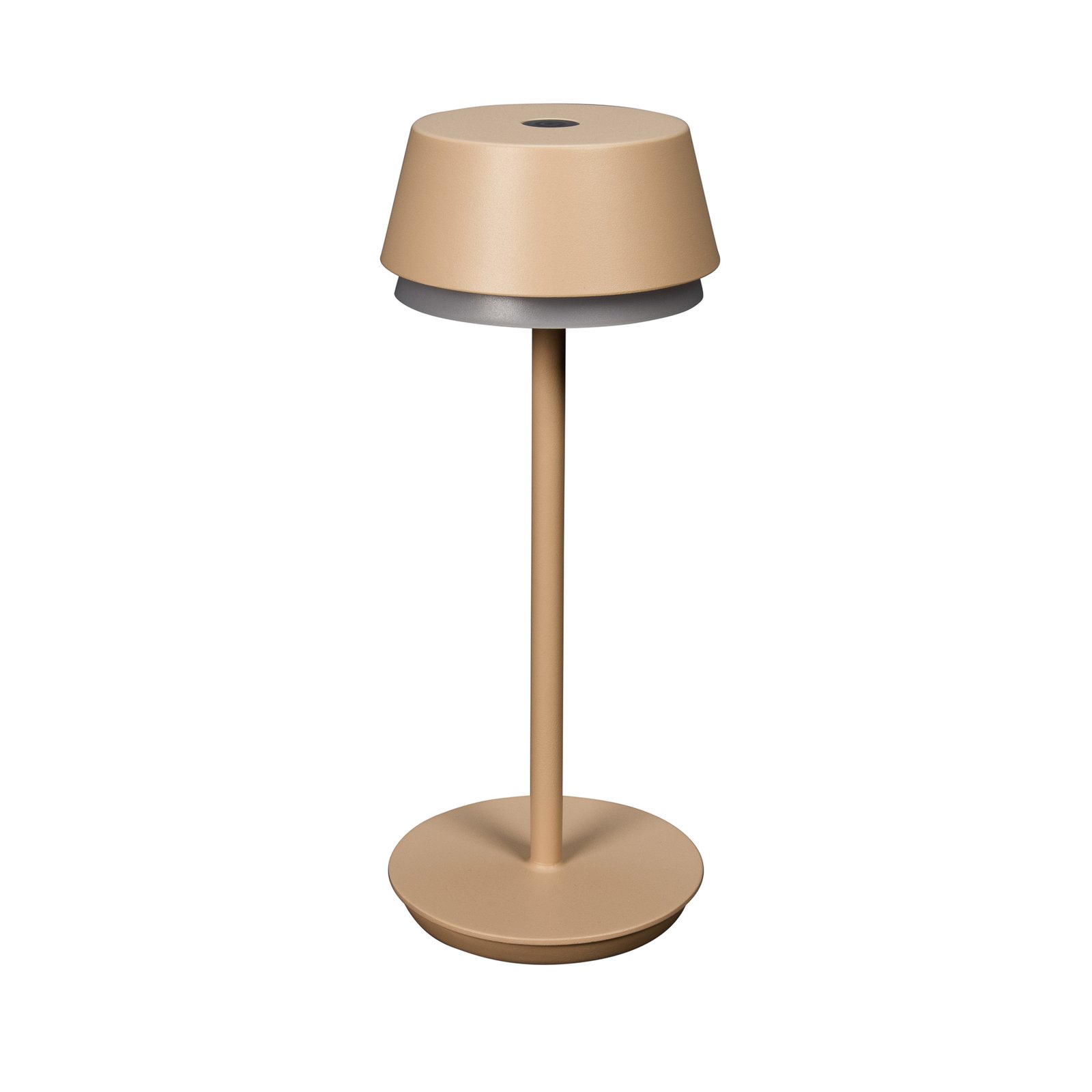 Lampe de table LED à accu Lyon, couleur sable, IP54, variateur, CCT, RVB