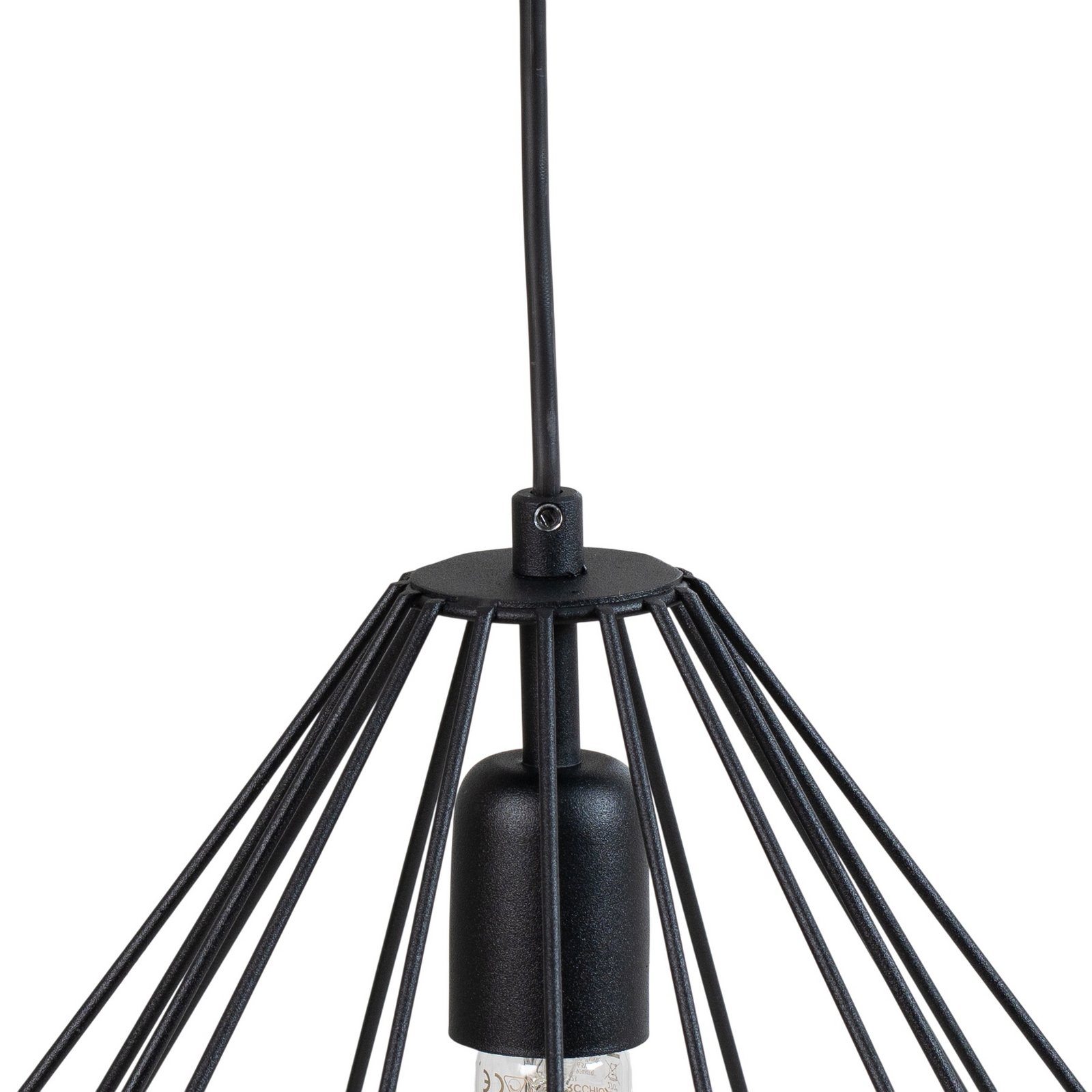 Hengelampe Diamond, svart, metall, Ø 37 cm, E27