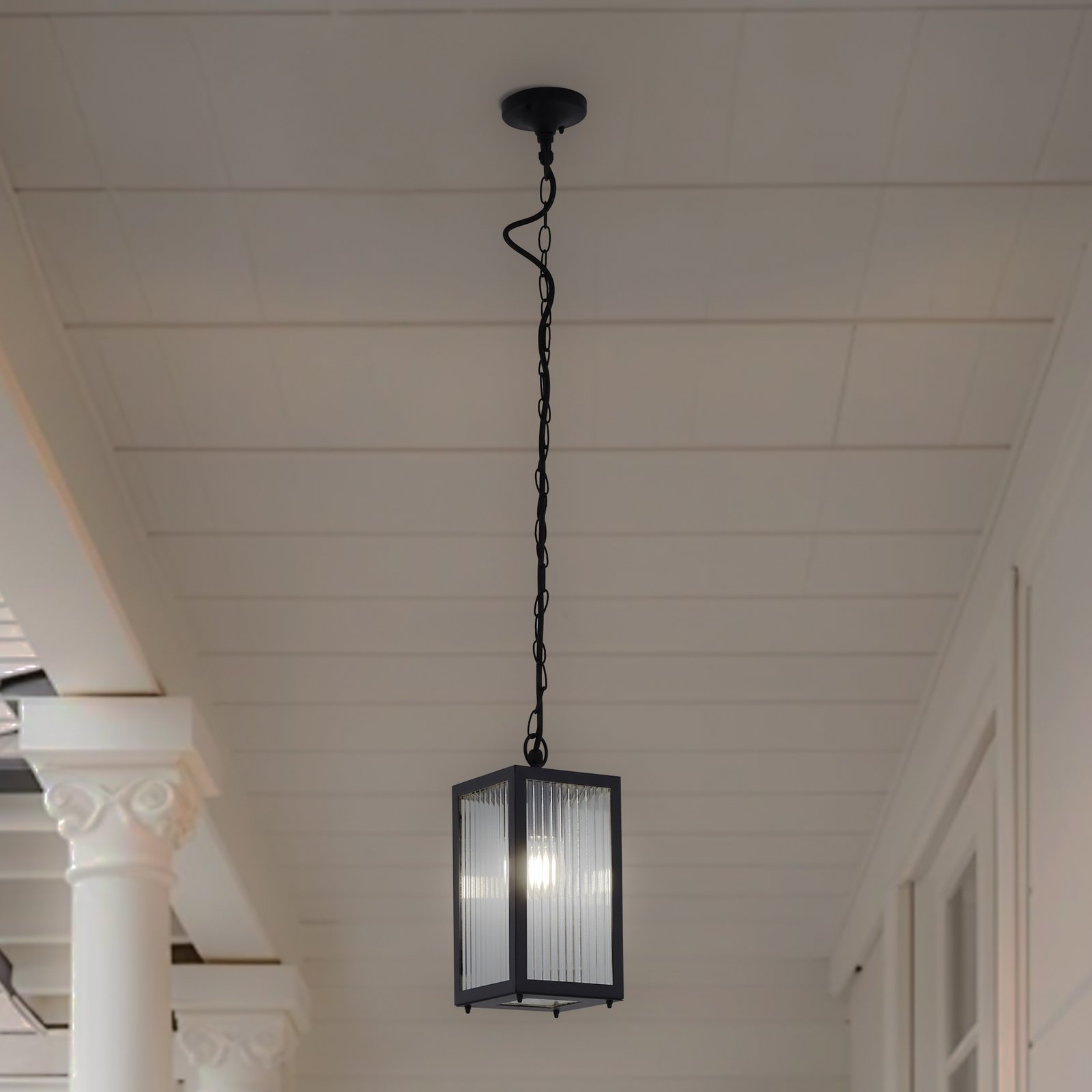 Bolgar vonkajšia závesná lampa čierna sklo kov - Lindby