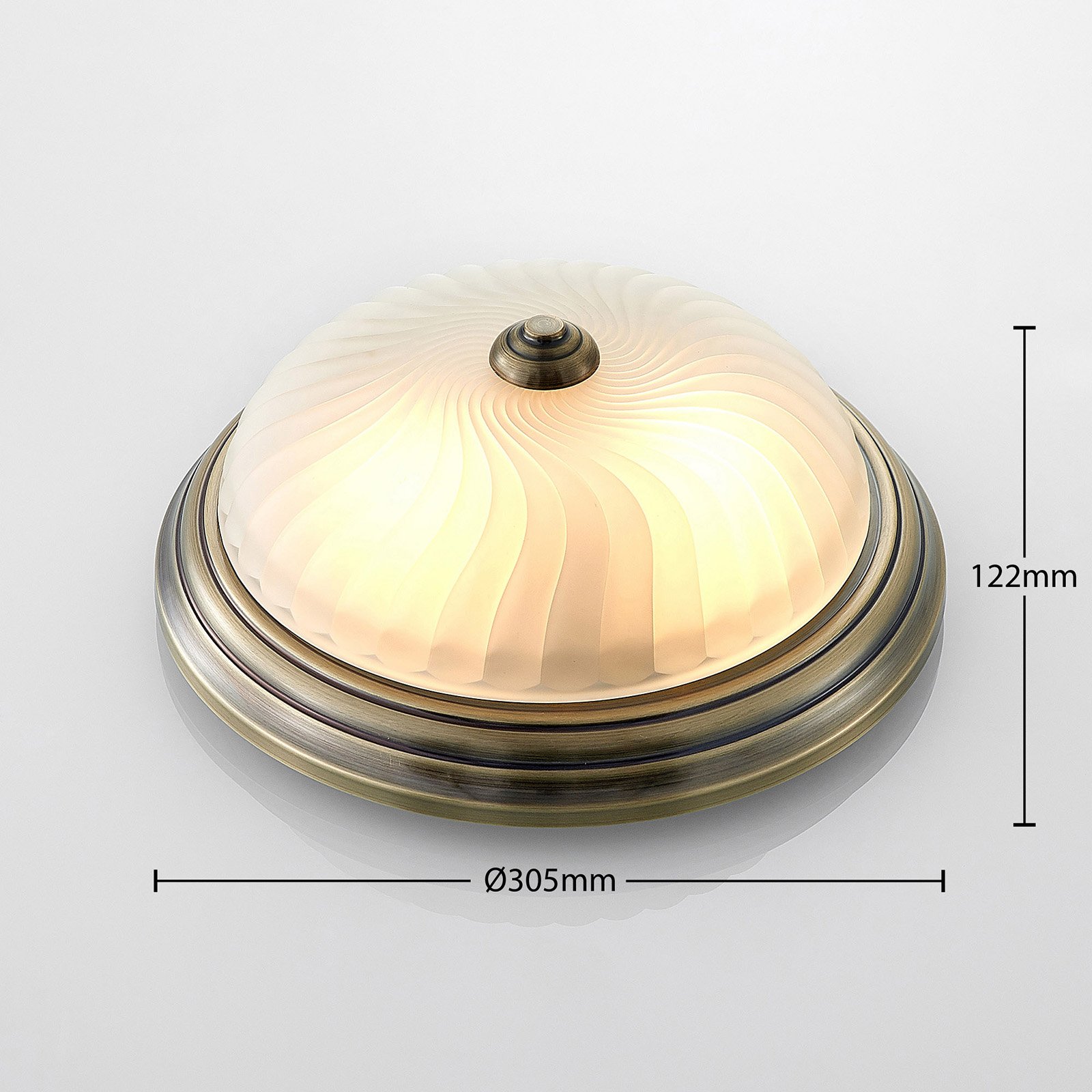 Pakka Plafonnier Opal/Antique Brass - Lindby