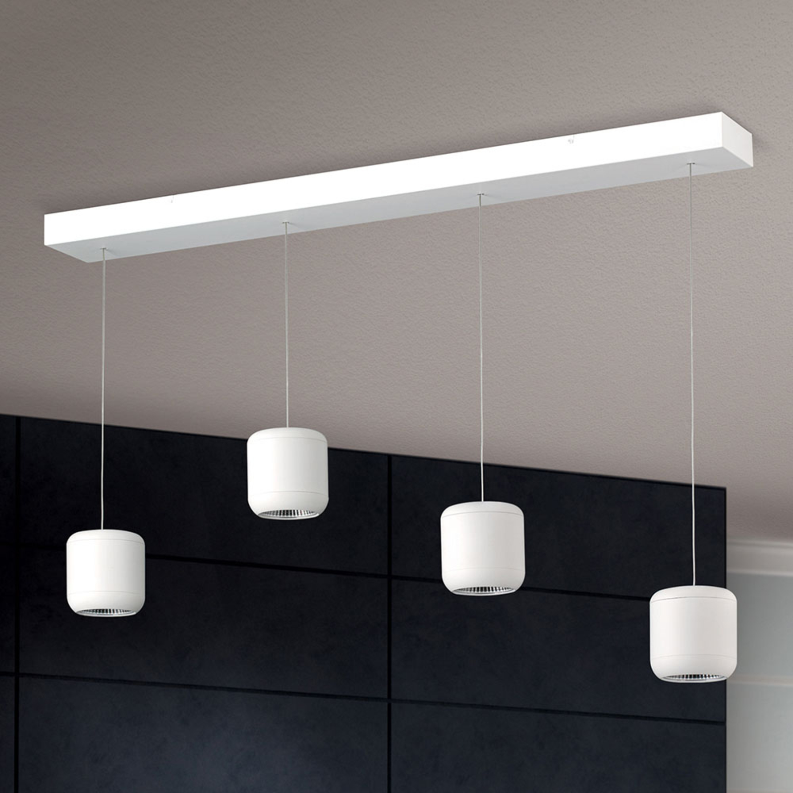 Orion Shuttle LED hanging light dimmable, height-adjust, for Living / Dining Room, aluminium, steel, 40 W, energy efficiency: A+, L: 110 cm, W: 12 cm