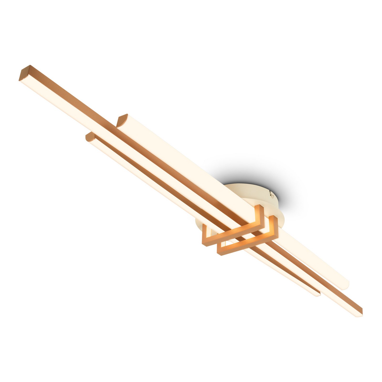 Plafonnier LED Tinka, gris clair/marron, longueur 98 cm