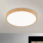 LED plafondlamp Bully met hout-optiek, Ø 28 cm