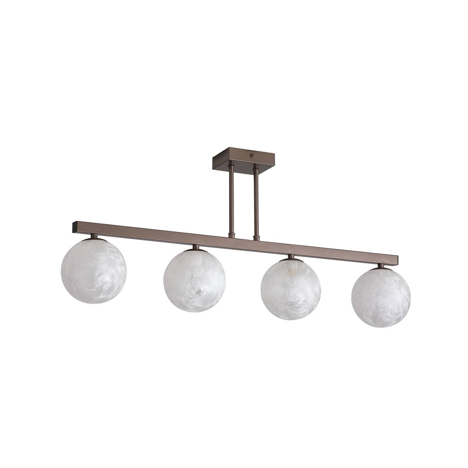 Deckenleuchte Frosty, 4-fl. lang, bronze, Glas gefrostet, G9