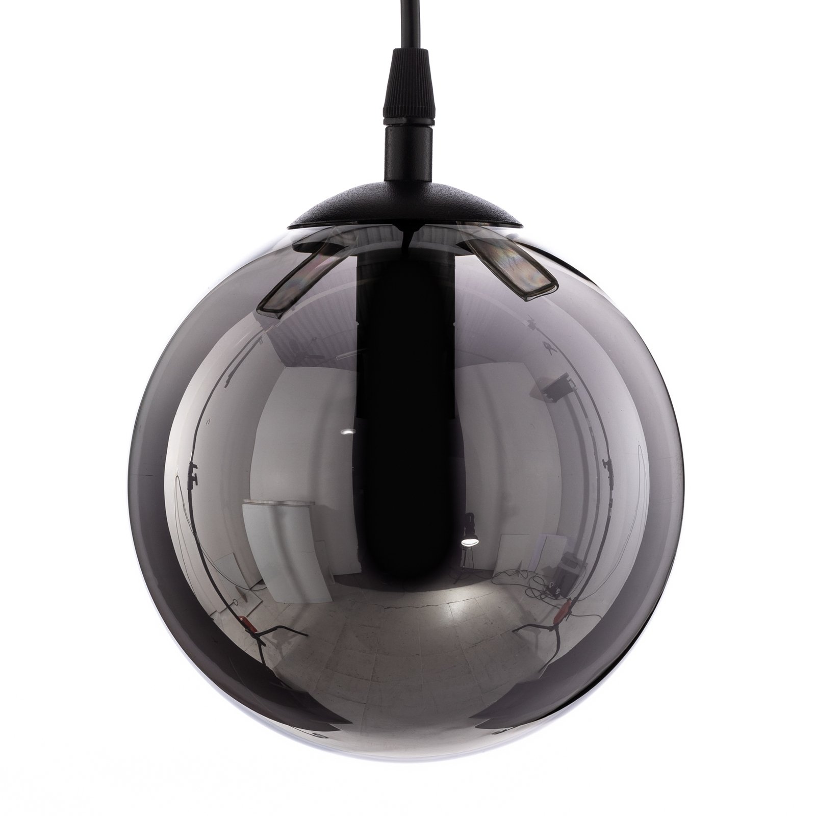 Szklana lampa wisząca, czarny, grafitowy, szkło, Ø 14 cm, E14