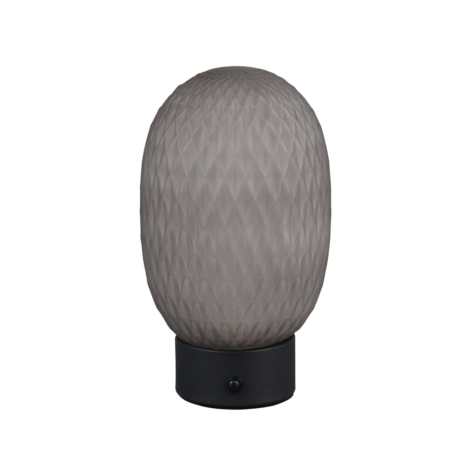LED rechargeable table lamp Facette, smoky grey, USB, glass