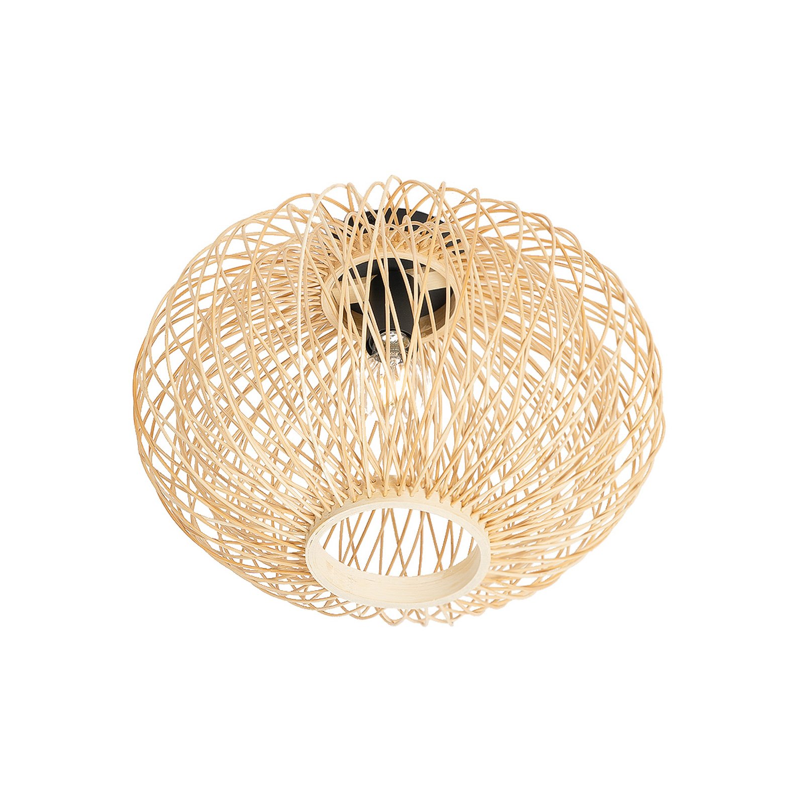 Lindby Solvira Deckenlampe, Bambusgeflecht, rund