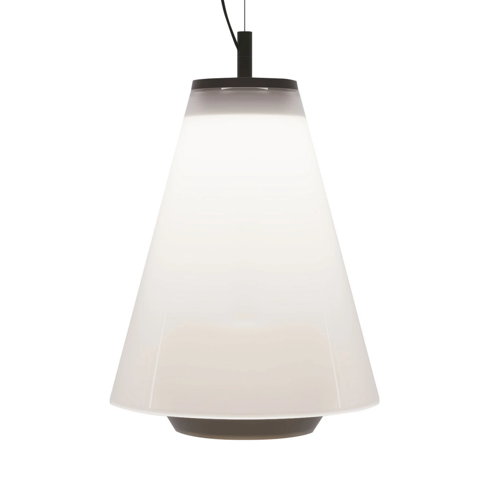 Prandina Shuttle suspension noire, verre opale