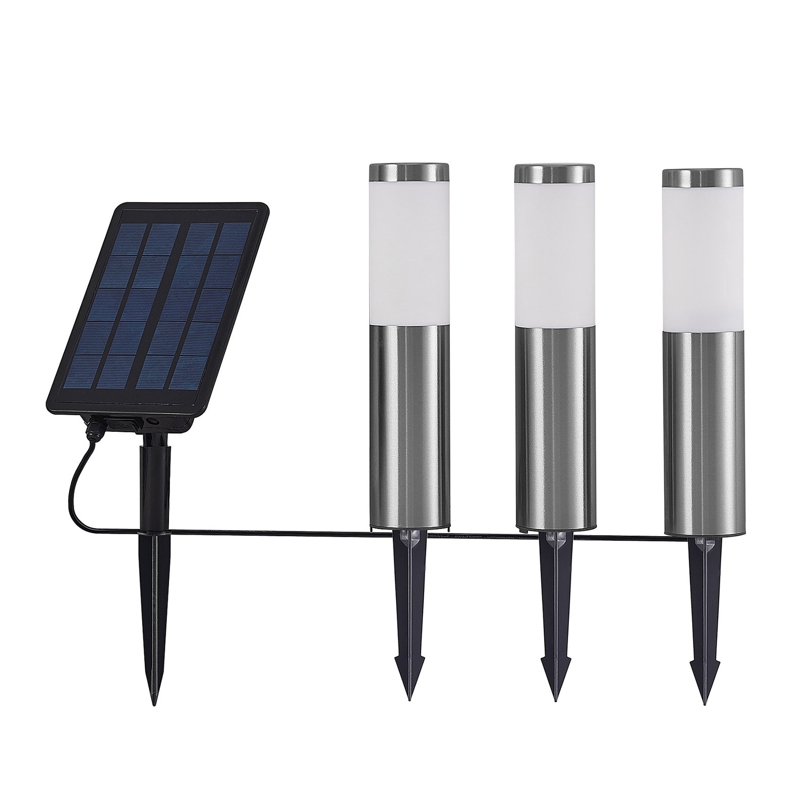 Lindby Lexiane lampes solaires LED, lot de 3, inox