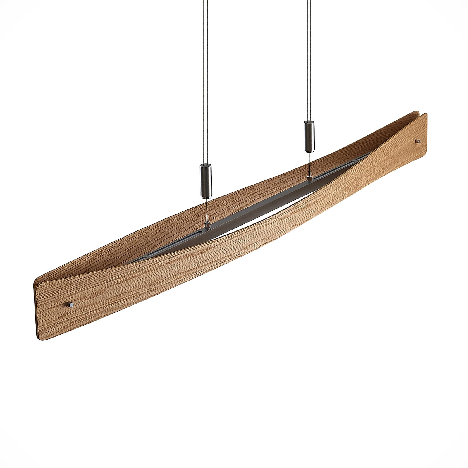 Lindby LED-Hängeleuchte Beazina, Eiche, Metall, 118cm
