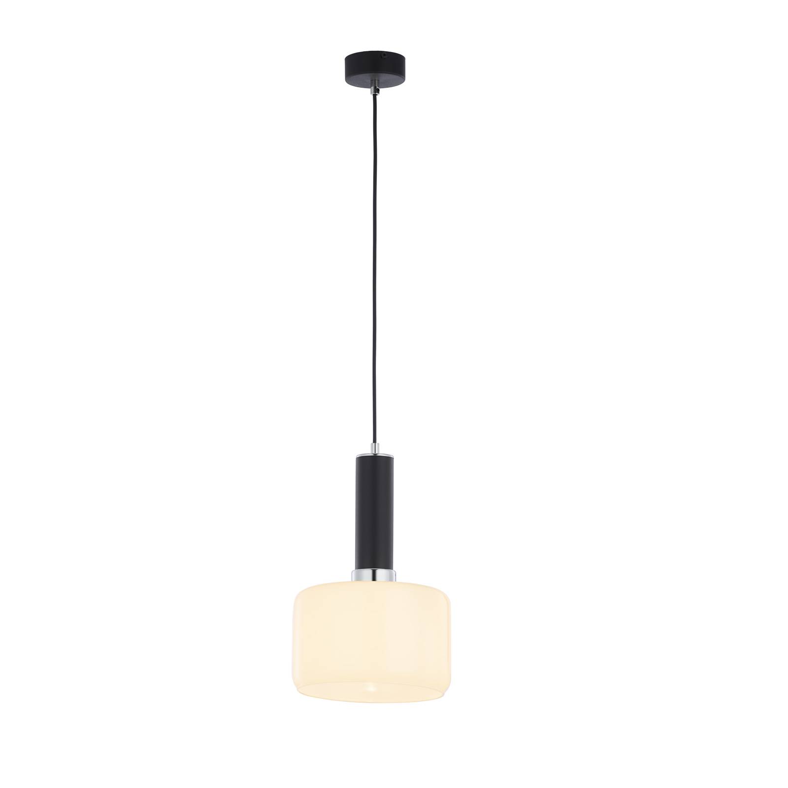 Hanglamp Viva, opaal/zwart/chroom, 1-lamp