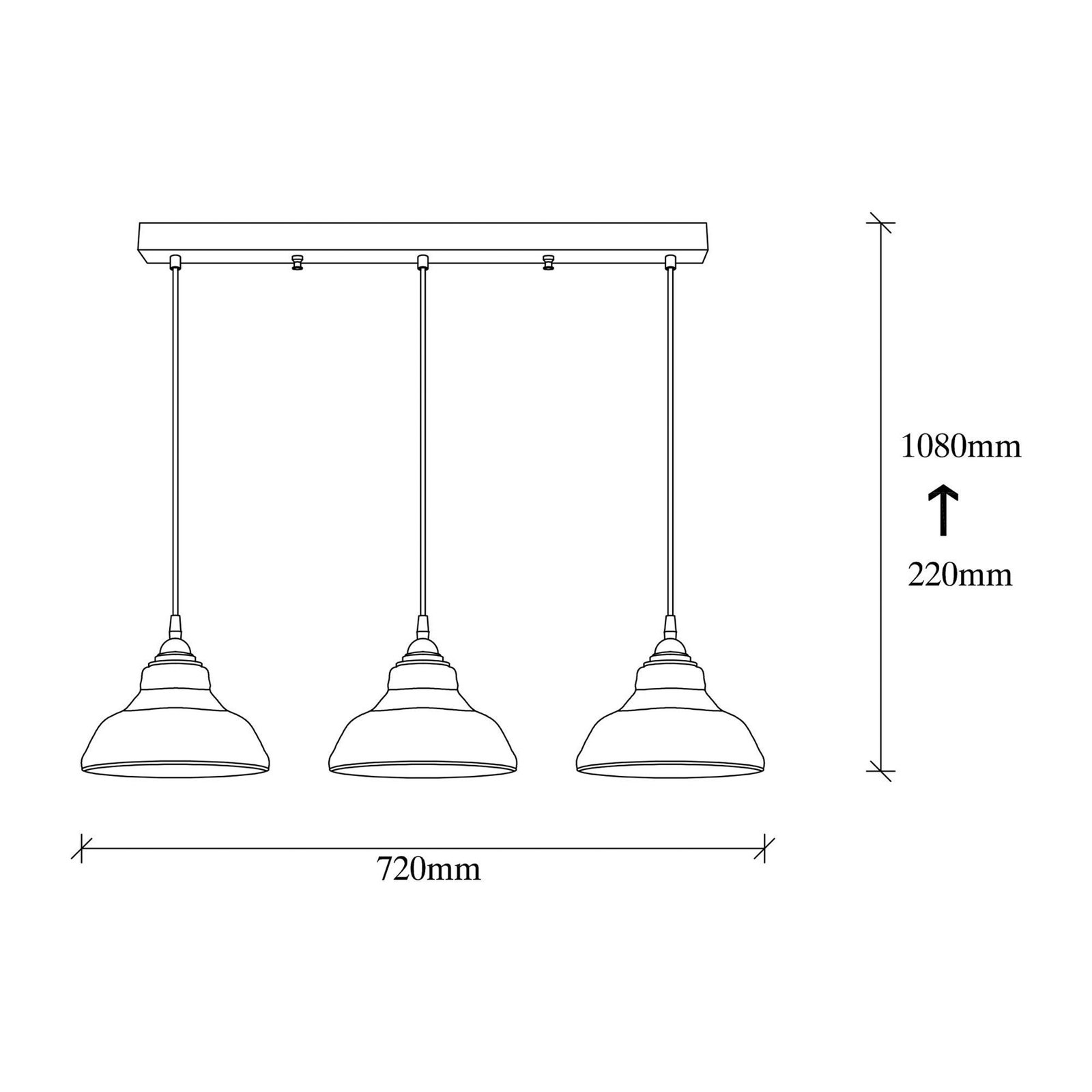 Hanging light Dilberay 323-S smoke-transparent glass 3-bulb linear