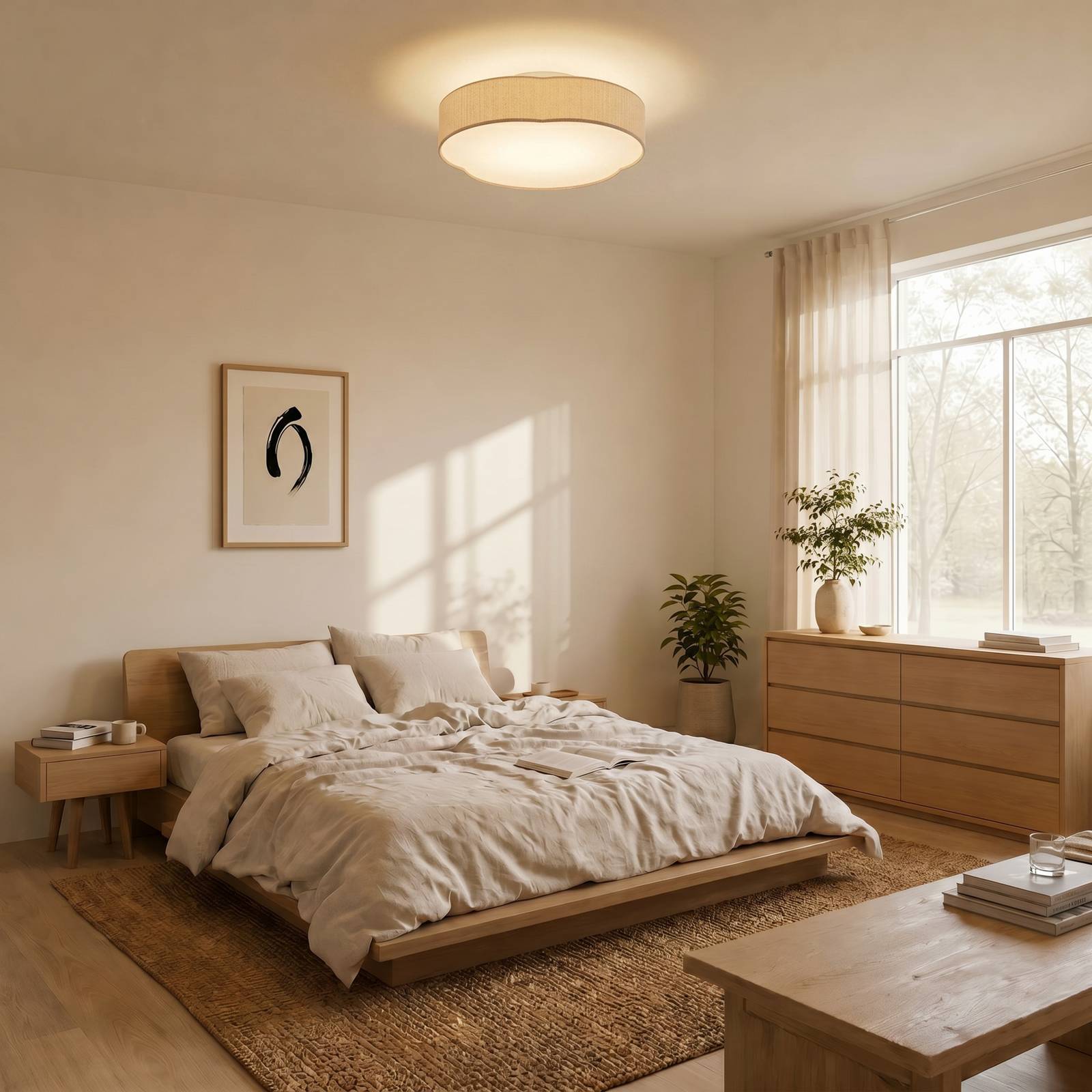 Lindby LED plafondlamp Winona, Cord, 48 cm, crème, CCT