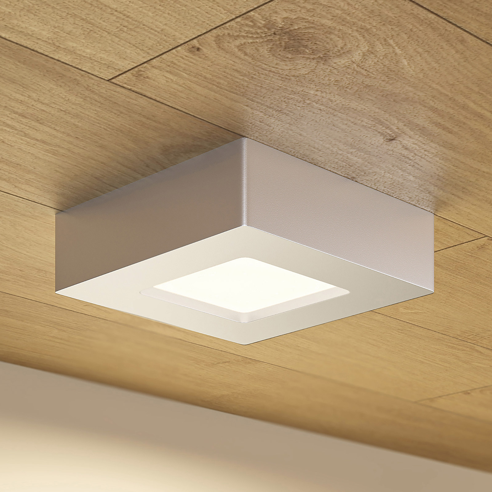 Φωτιστικό οροφής Prios LED Alette, ασημί, 12,2 cm, με δυνατότητα ρύθμισης